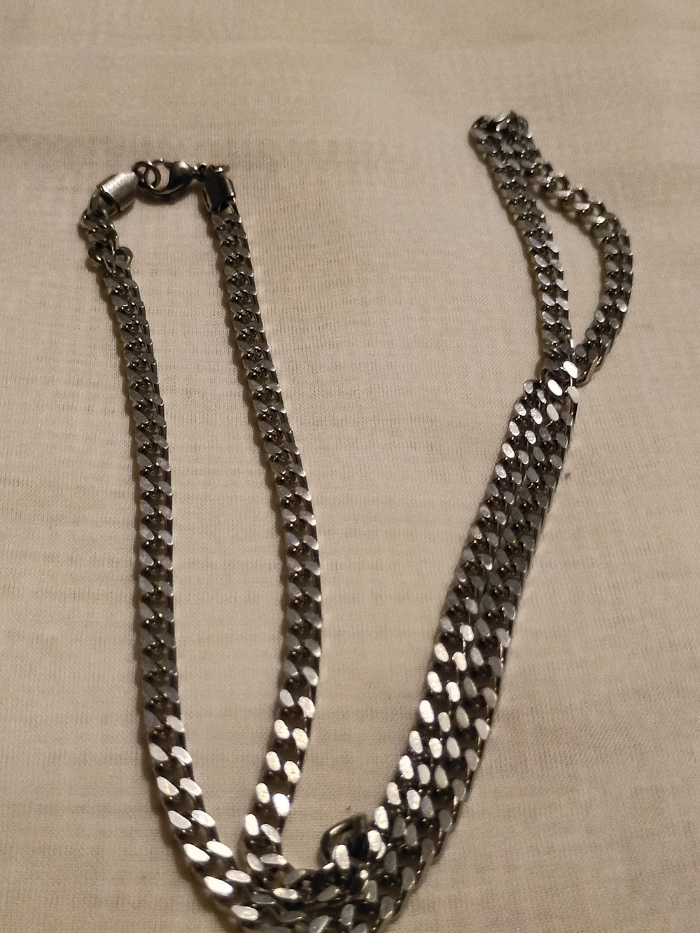 Men's Polished Silver Curb Chain Necklace